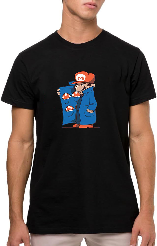 Mario seller t-shirt, Camiseta de Manga Corta, 100% Algodón, Ropa Unisex para Hombres y Mujeres en 7 Tallas, Camiseta Negra, Modelo Mario seller