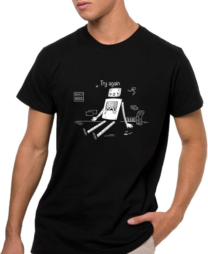 RUBOT Camiseta de Manga Corta, 100% Algodón, Ropa Unisex para Hombres y Mujeres en 7 Tallas, Camiseta Negra, Modelo RUBOT , camiseta graciosa