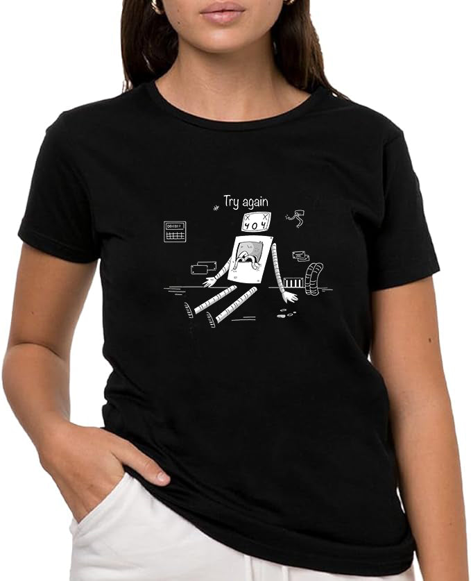 RUBOT Camiseta de Manga Corta, 100% Algodón, Ropa Unisex para Hombres y Mujeres en 7 Tallas, Camiseta Negra, Modelo RUBOT , camiseta graciosa