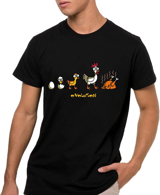 Ovolution, Camiseta de Manga Corta, 100% Algodón, Ropa Unisex para Hombres y Mujeres en 7 Tallas, Camiseta Negra, Modelo Ovolution