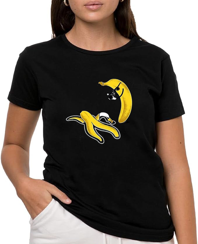 The Mystery Banana , Camiseta de Manga Corta, 100% Algodón, Ropa Unisex para Hombres y Mujeres en 7 Tallas, Camiseta Negra, Modelo The Mystery Banana