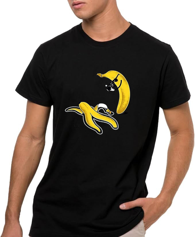The Mystery Banana , Camiseta de Manga Corta, 100% Algodón, Ropa Unisex para Hombres y Mujeres en 7 Tallas, Camiseta Negra, Modelo The Mystery Banana