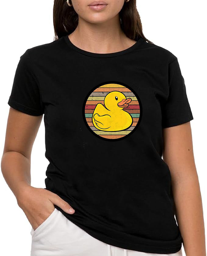 Pato Amarillo Camiseta de Manga Corta, 100% Algodón, Ropa Unisex para Hombres y Mujeres en 7 Tallas, Camiseta Negra, Modelo Pato