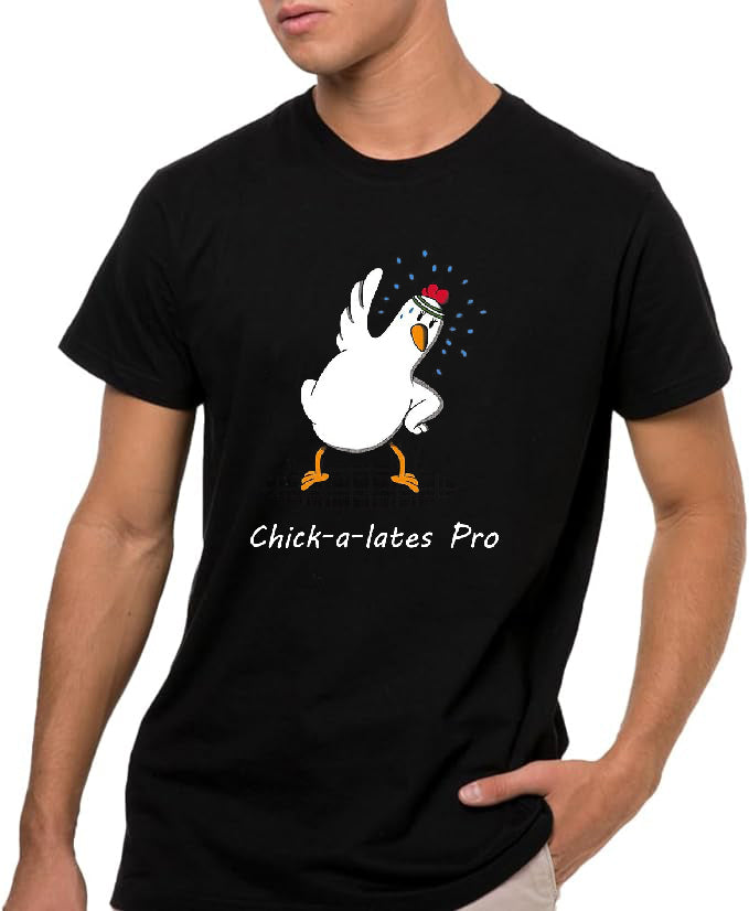 Chick-a-lates Pro Camiseta de Manga Corta, 100% Algodón, Ropa Unisex para Hombres y Mujeres en 7 Tallas, Camiseta Negra, Modelo Chick-a-lates Pro