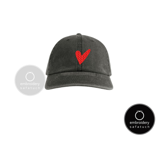 Gorro bordado con corazón. Gorra vintage con bordado de corazón: un elegante accesorio de verano para papás y moda unisex, gorra con corazón